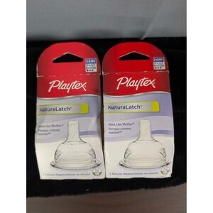 Playtex NaturalLatch Silicone Nipples Baby 3-6M+ Clear New